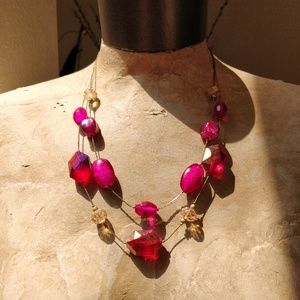 Vintage pink and gold beaded necklace